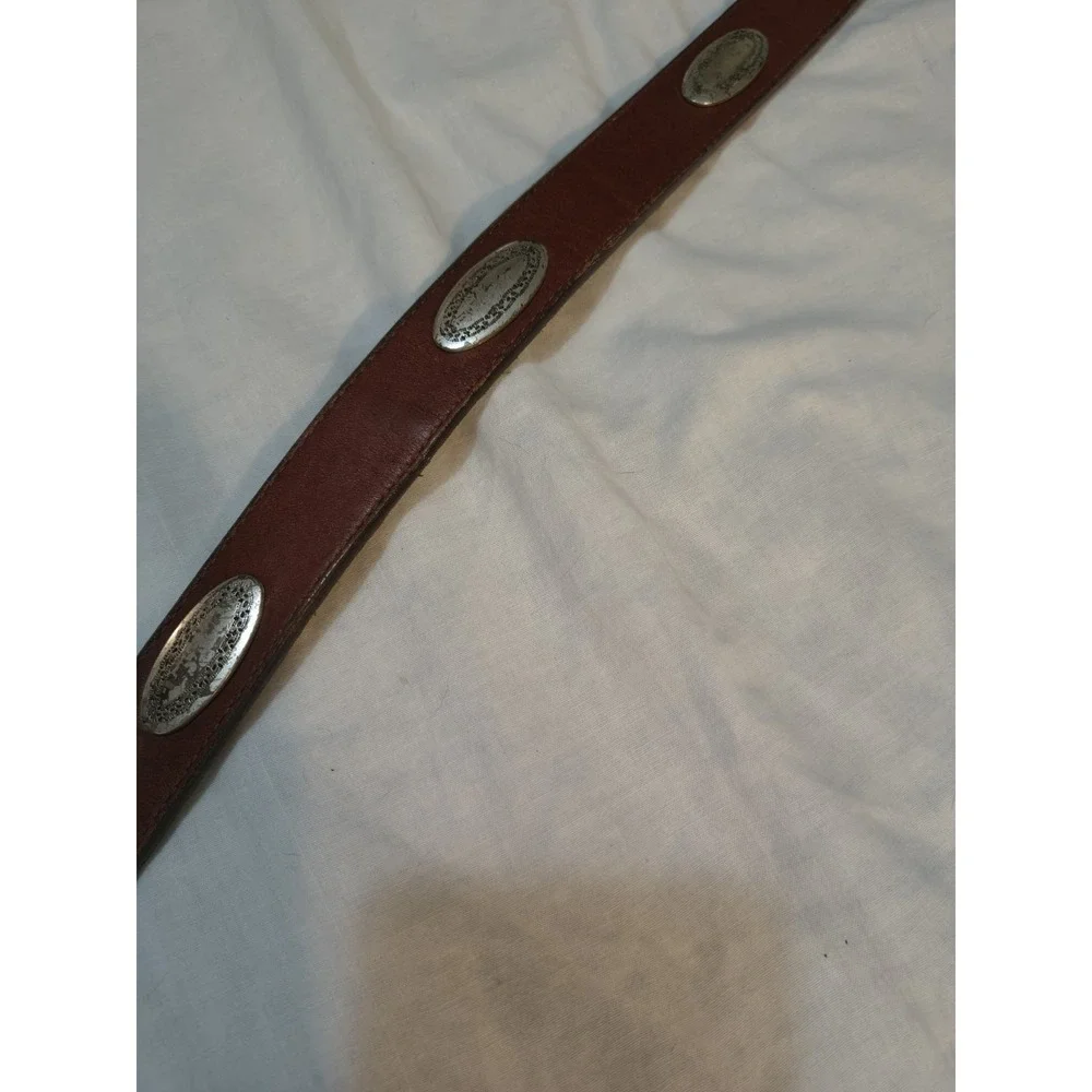 Vtg Brighton ONYX Mens Brown Womens Crocodile Embossed Silver Leather Belt Sz 36